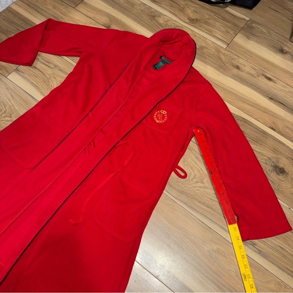 Lauren Ralph Lauren Womens Plush Robe Red Fleece Embroidered RL Size S Sleepwear - Picture 4 of 7
